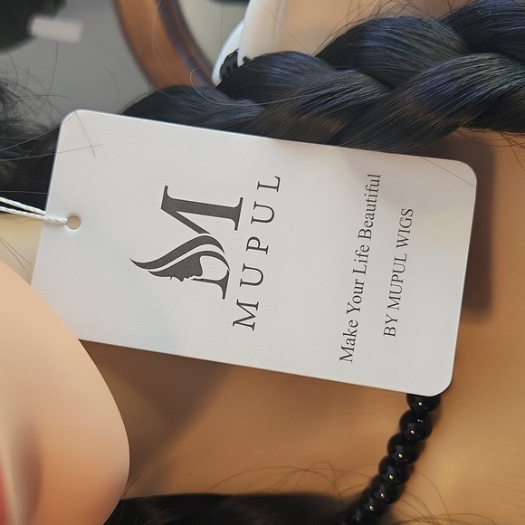 Mupul Wig ☆ 2 Braids w Bangs ☆ Black ☆ Wig ☆ Hair ☆ Cosplay, Theatre ☆ NEW in pk - Picture 3 of 17